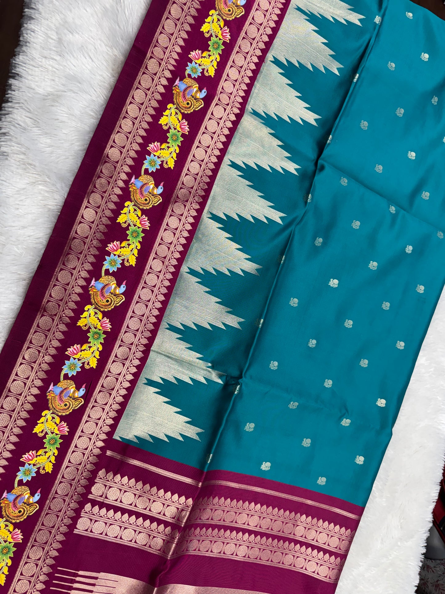 Fancy pattu saree Tanjore border -SR1202E