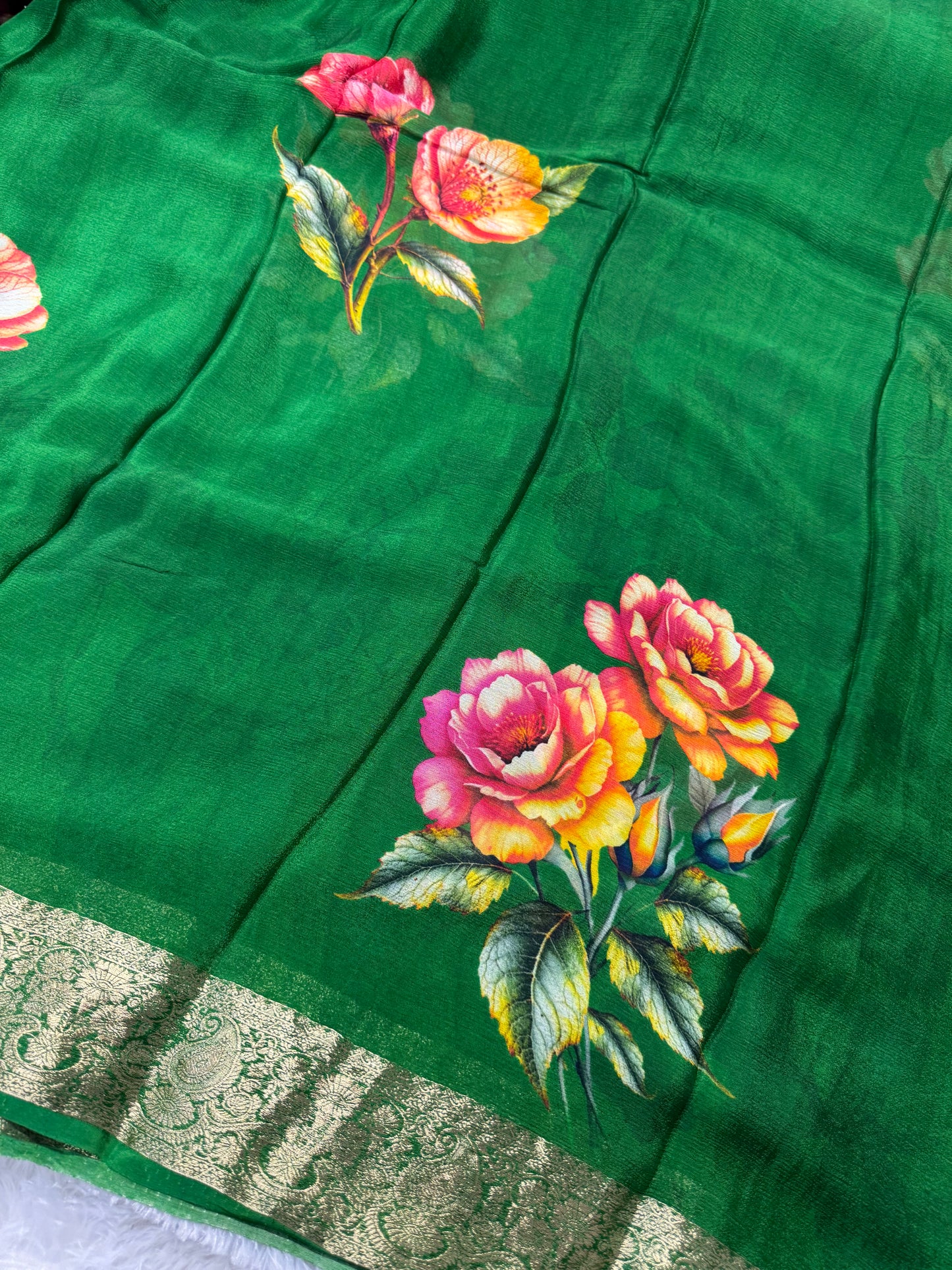 Pure Chinnon chiffon digital print saree-SR1149D