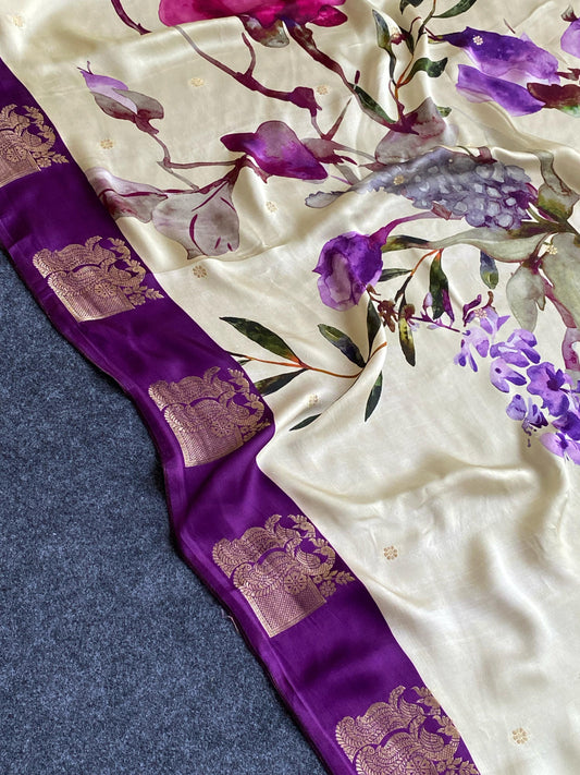 Pure satin silk Designer saree-SR2020