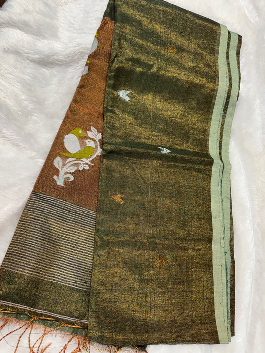Tissue linen peacock motifs-SR1212E