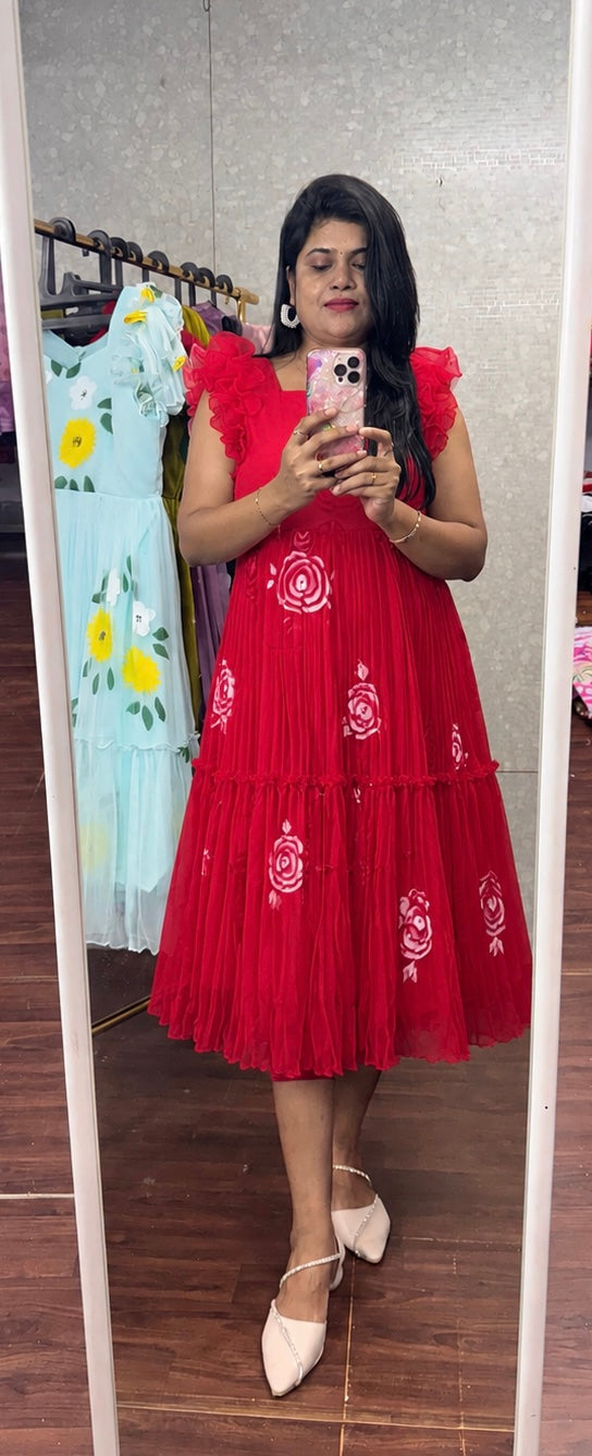 Handpainted Georget frock -SRF1072G