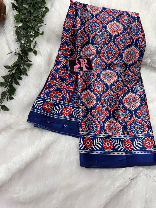 Ajrakh saree-SR1068B