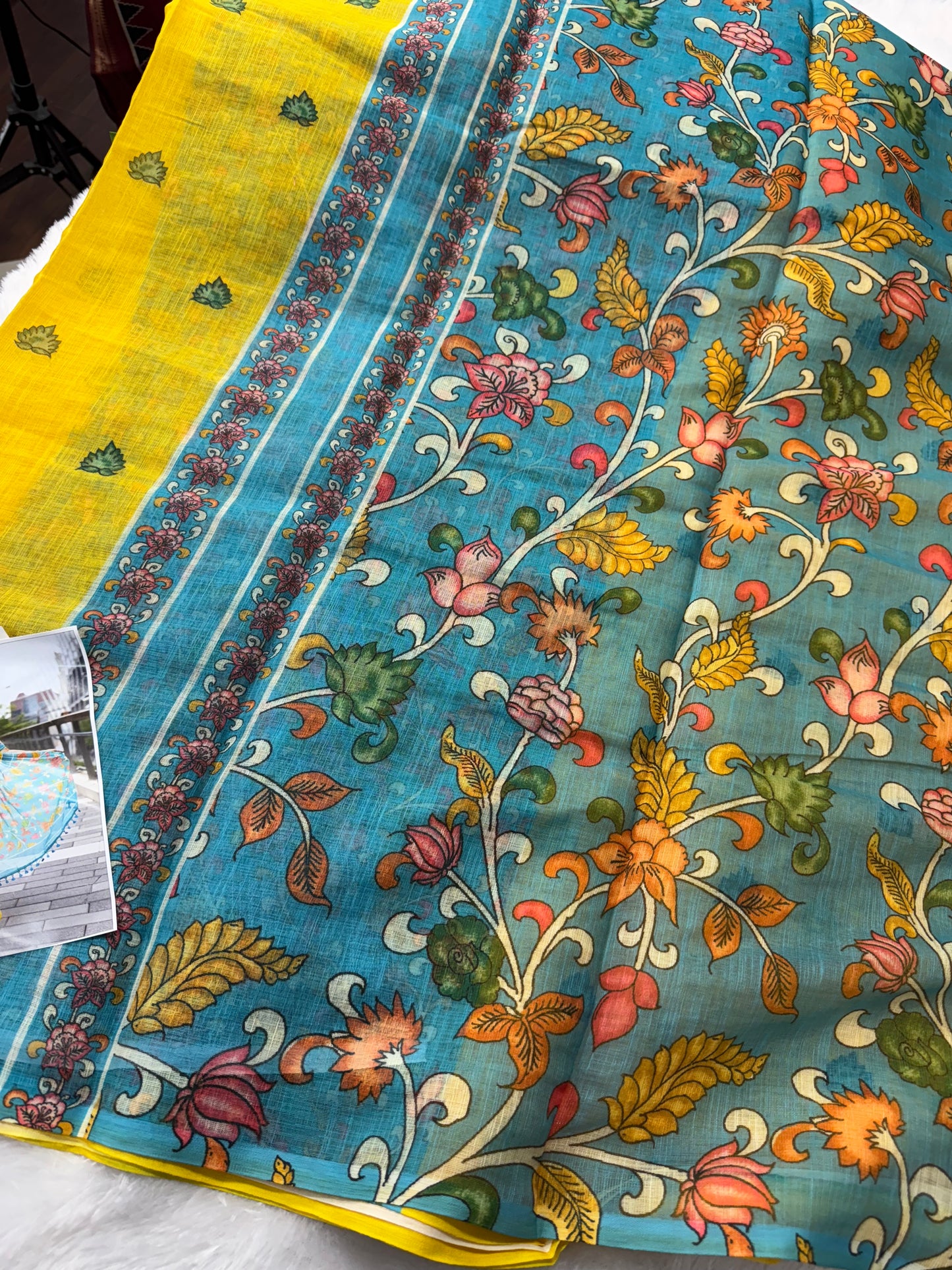 Linen Kalamkari saree-SR1146