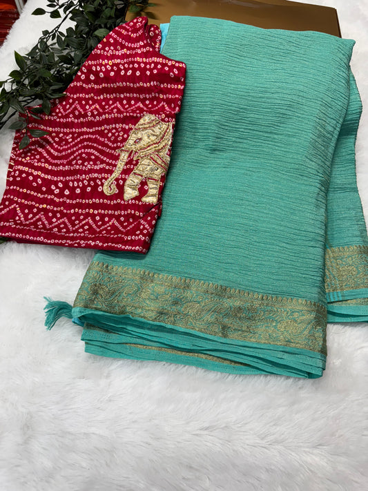 Crush georget tissue saree-SR1024C