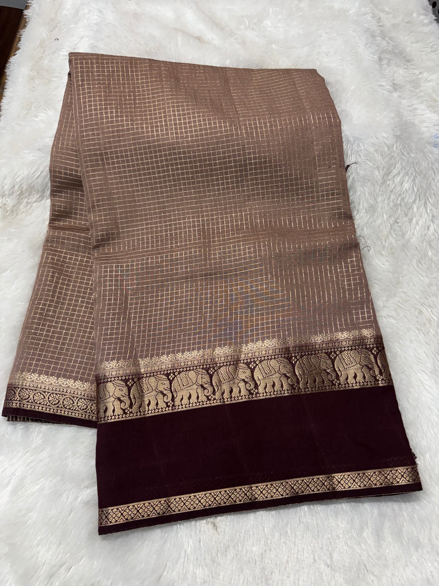 Vintage georget checks saree-SR1242D