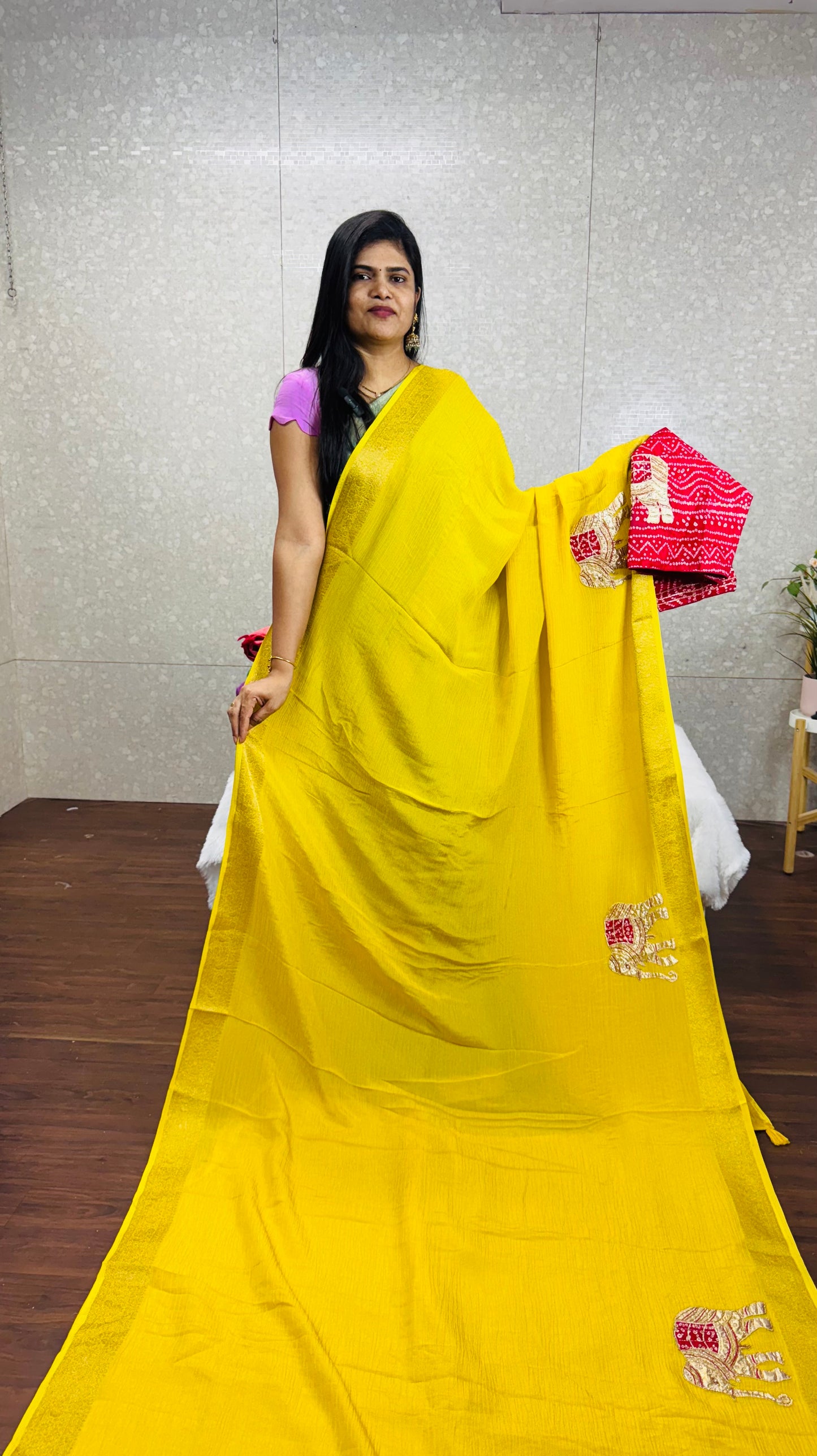Georget crush tissue saree-SR1024F