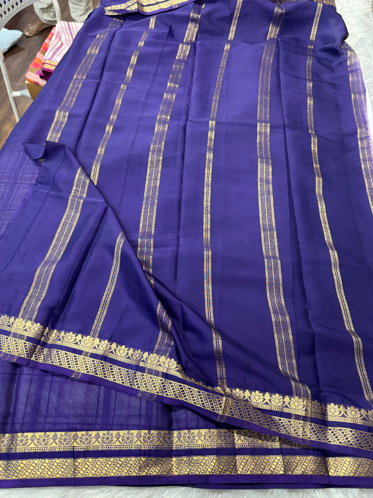 Mysore crepe madras checks saree-SR1327B