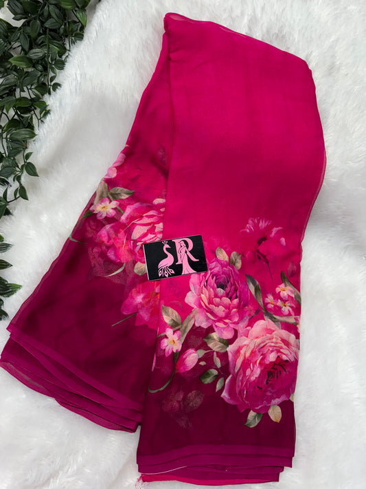 Pure wrinkle chiffon saree-SRS024C