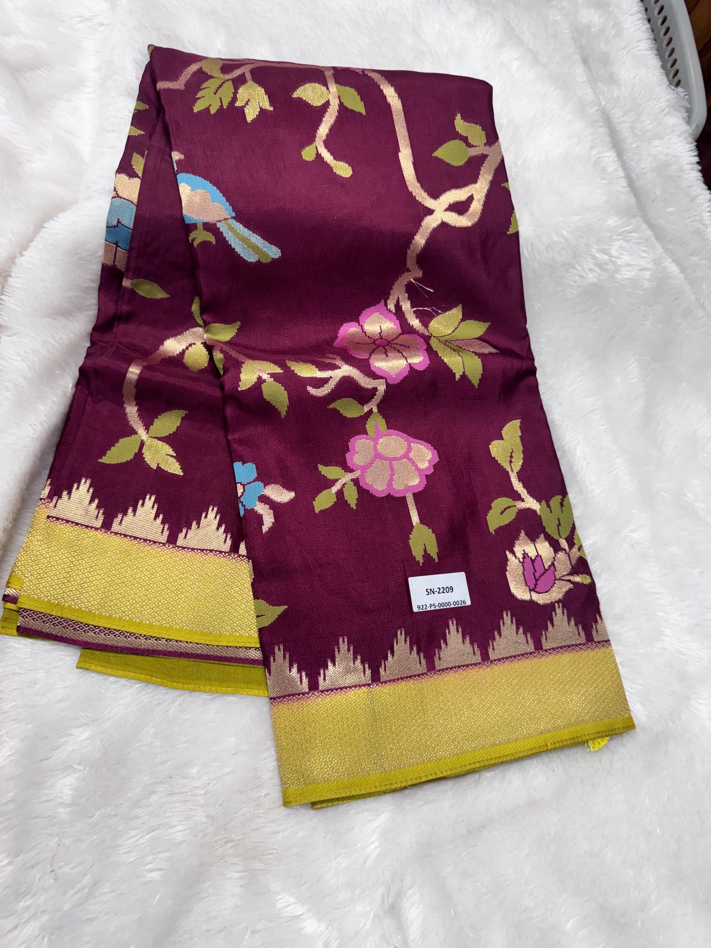 Pure Mango Pattu Jamdhani Saree-SR1264E