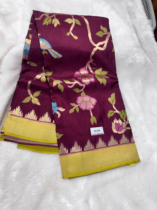Pure Mango Pattu Jamdhani Saree-SR1264E