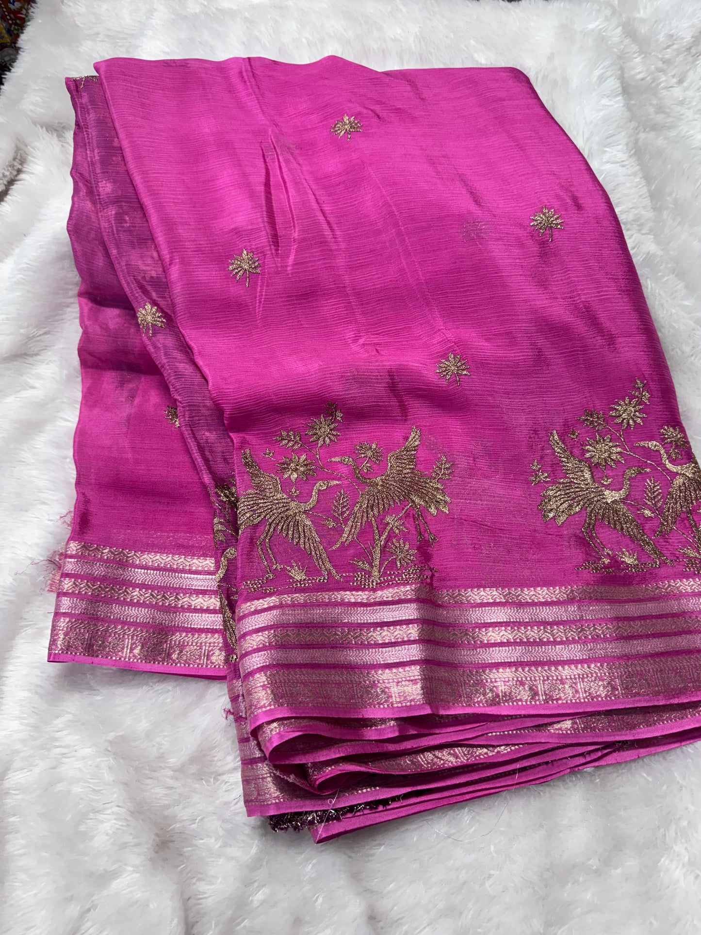 Pure chinnon fancy saree-SR1268E