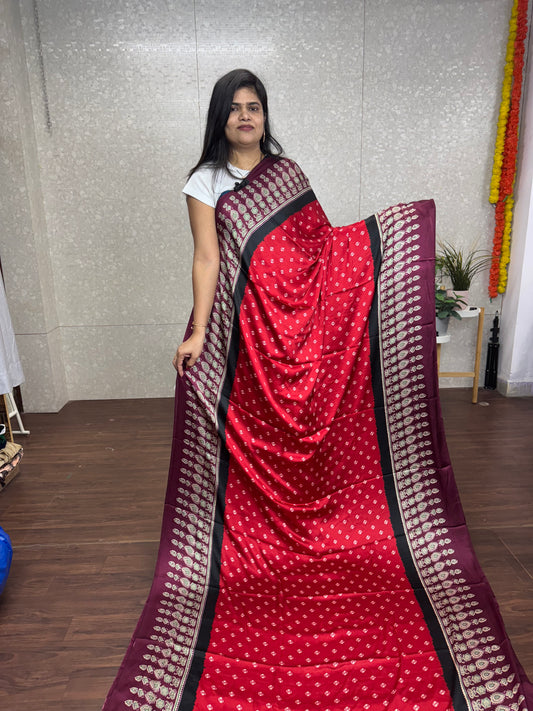 Satin Ajrakh saree-SR1017C
