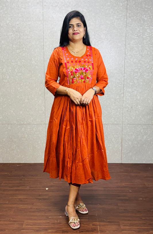 Pure Mulmul Cotton Frock-SRF2001A
