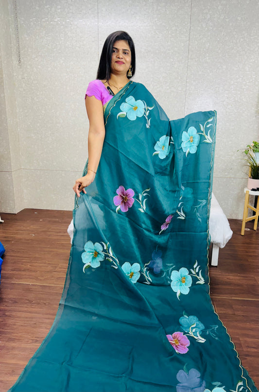 Georget Hand Painted Sarees-SR1006