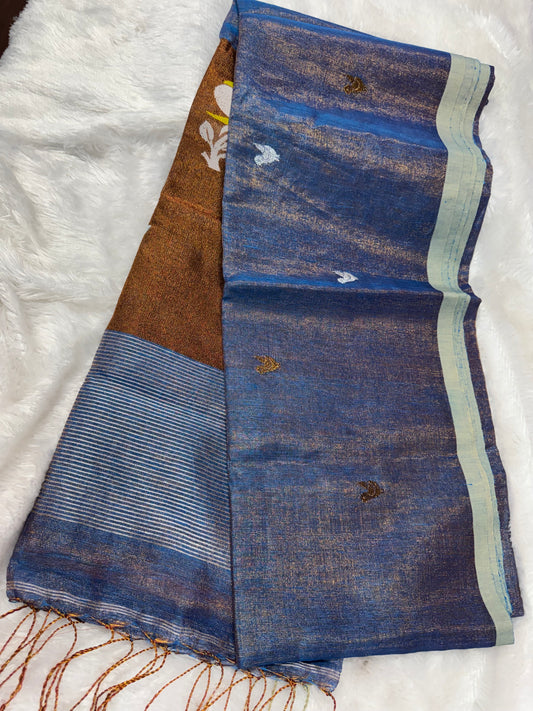 Linen tissue peacock motifs-SR1212C