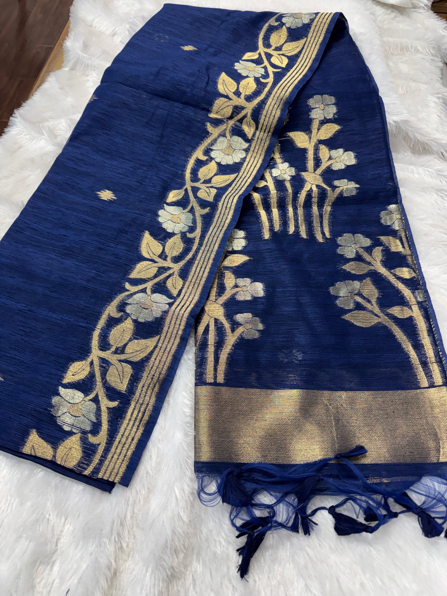 Linen silk Jamdhani saree-SR1223B