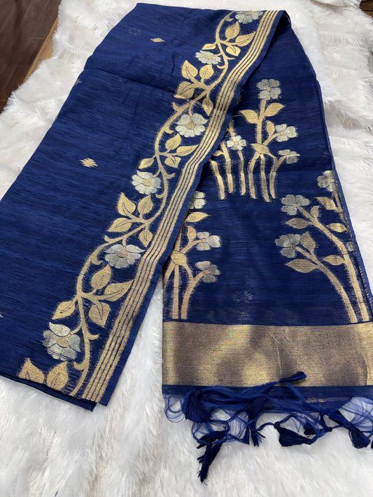 Linen silk Jamdhani saree-SR1223B