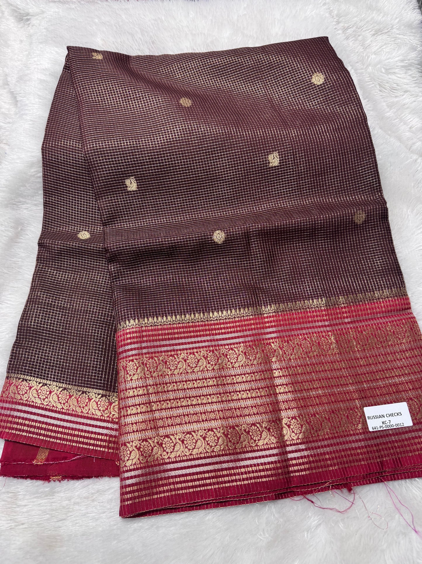 Russian Checks vintage saree-SR1265G