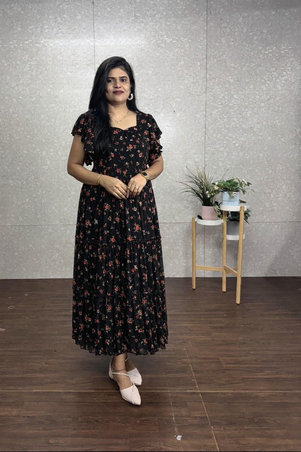 Georget floral printed frock-SRF1048