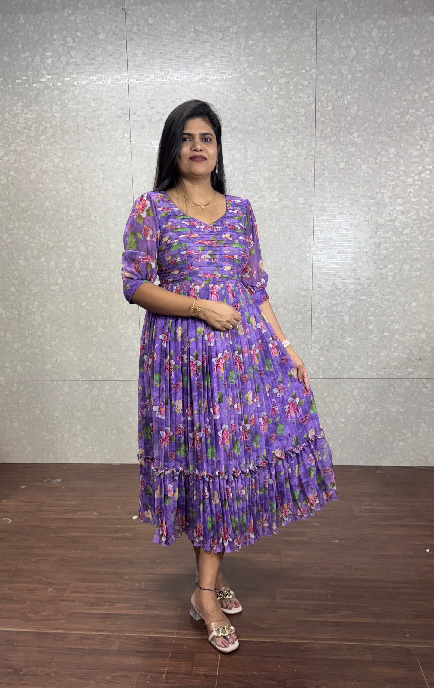 Chiffon Floral Frock-SRF1003C