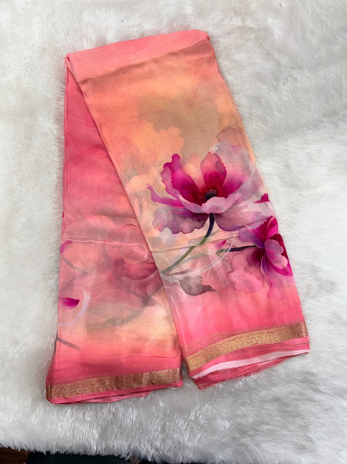 Pure chinnon digital print saree-SR1227H