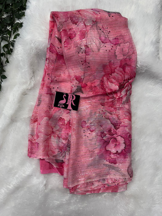Pure chiffon zari lines-SRS025A