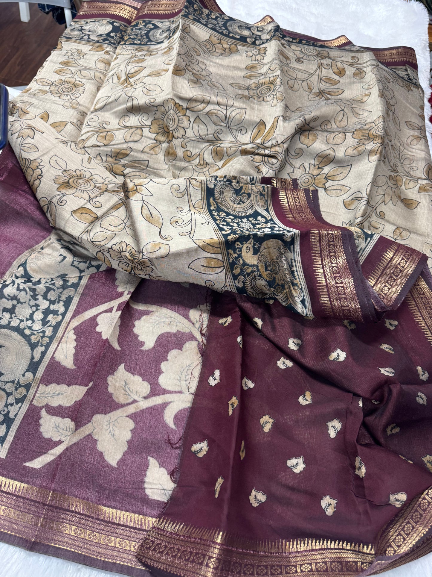 Maheswari silk Kalamkari saree-SR1211C