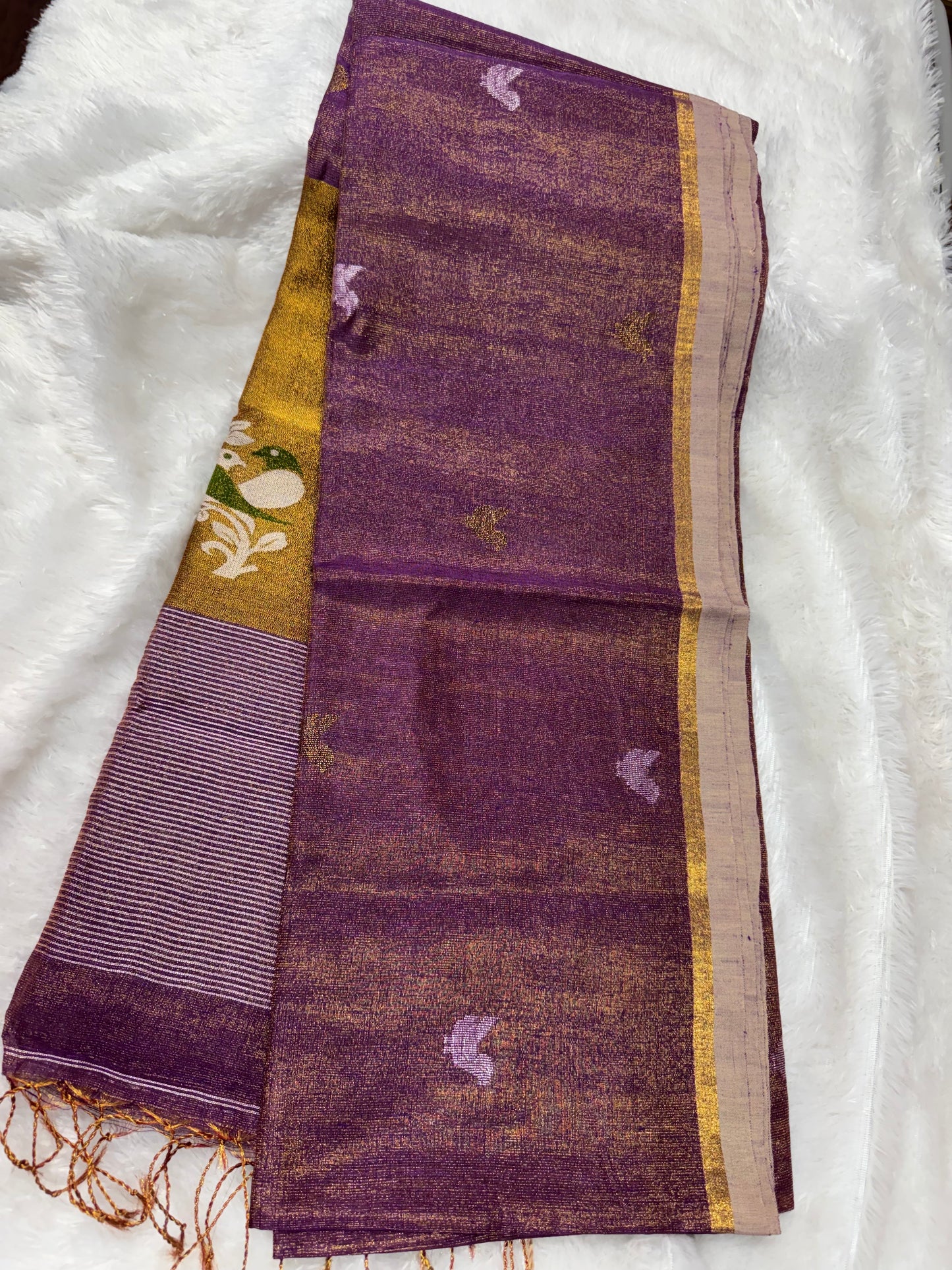 Linen tissue peacock motifs-SR1212D