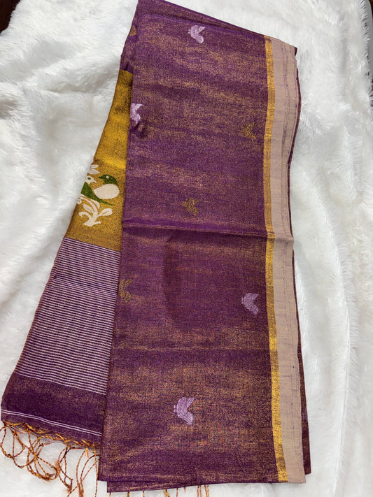 Linen tissue peacock motifs-SR1212D
