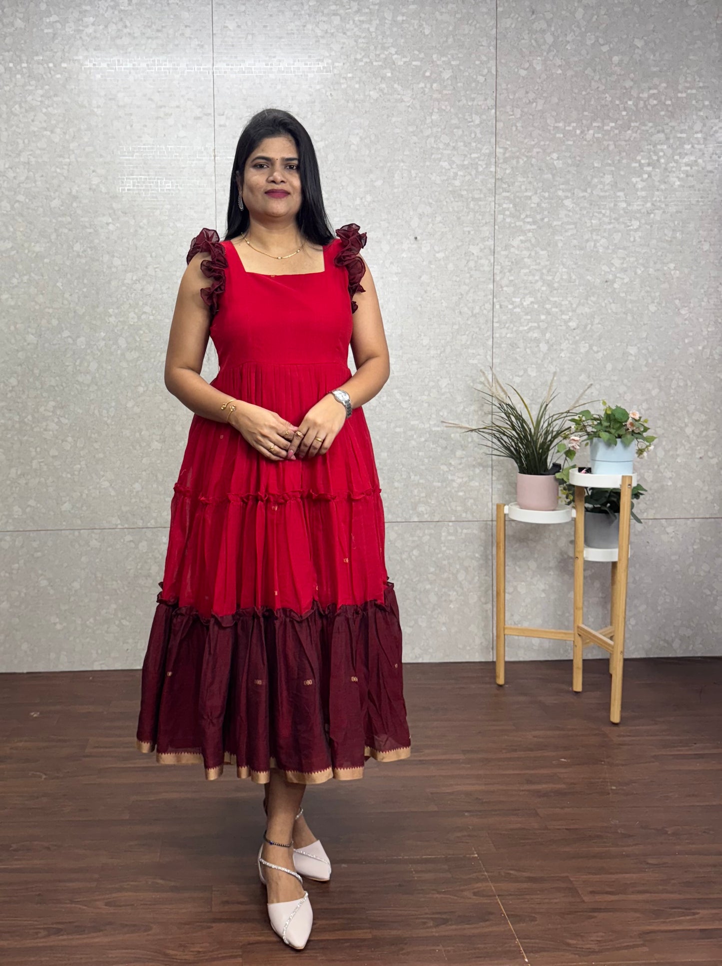 Handloom cotton frock -SRF1047B