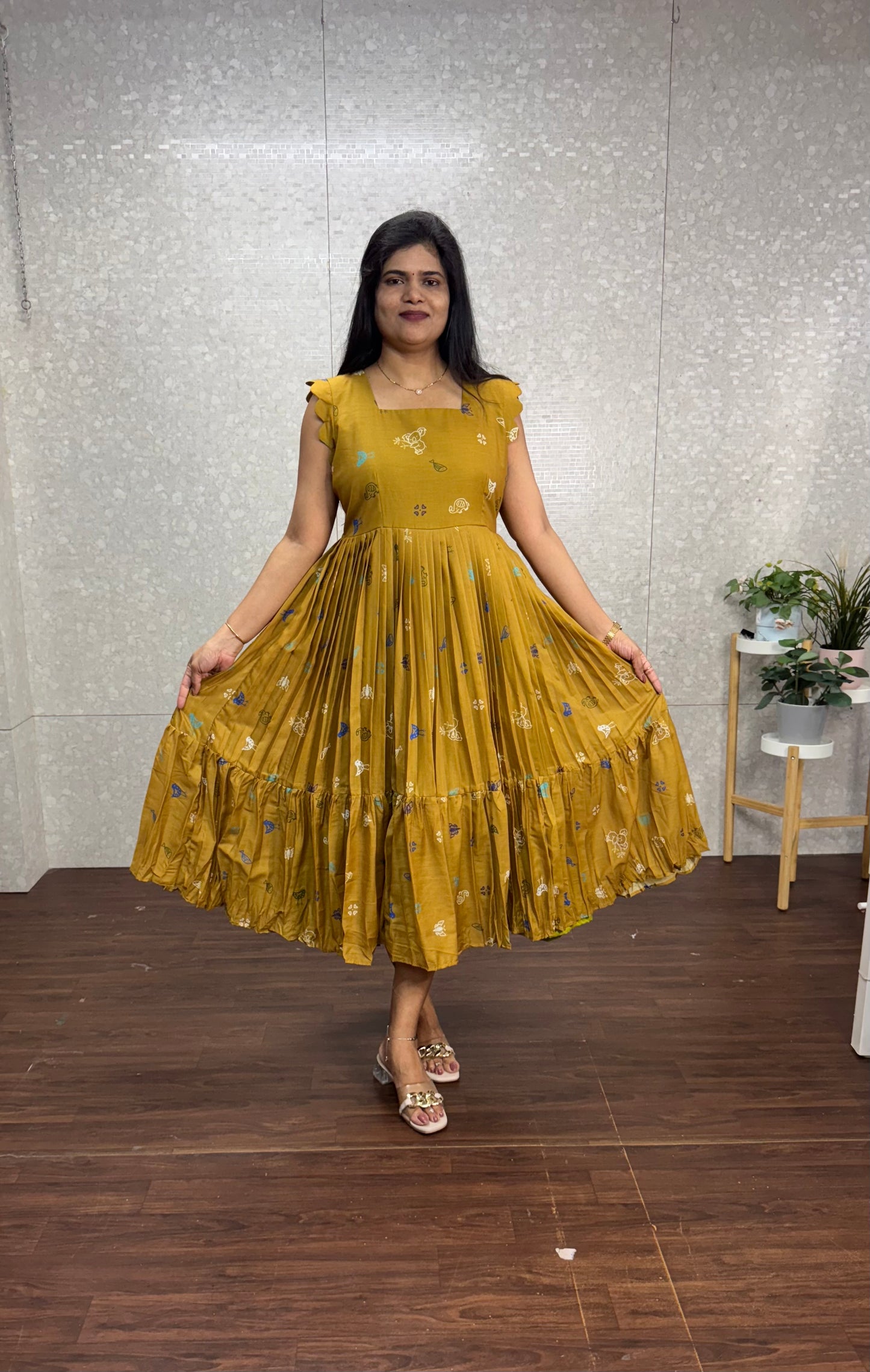 Chanderi frock-SRF1017C
