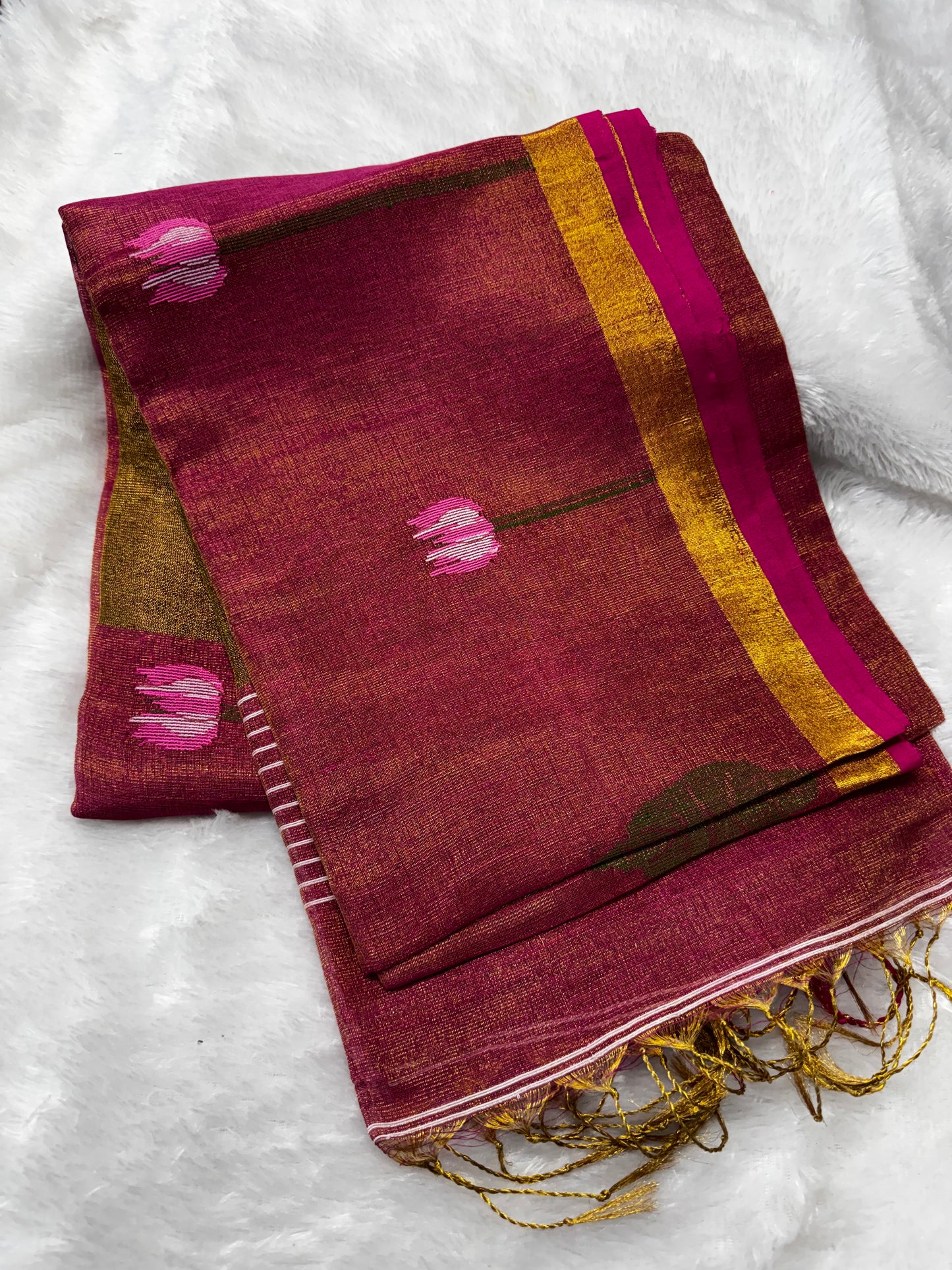 Linen tissue Jamdhani saree-SR1224E