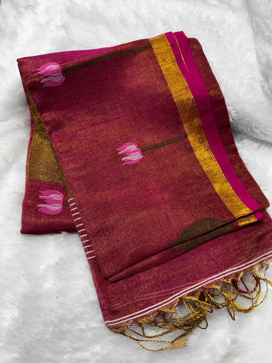 Linen tissue Jamdhani saree-SR1224E