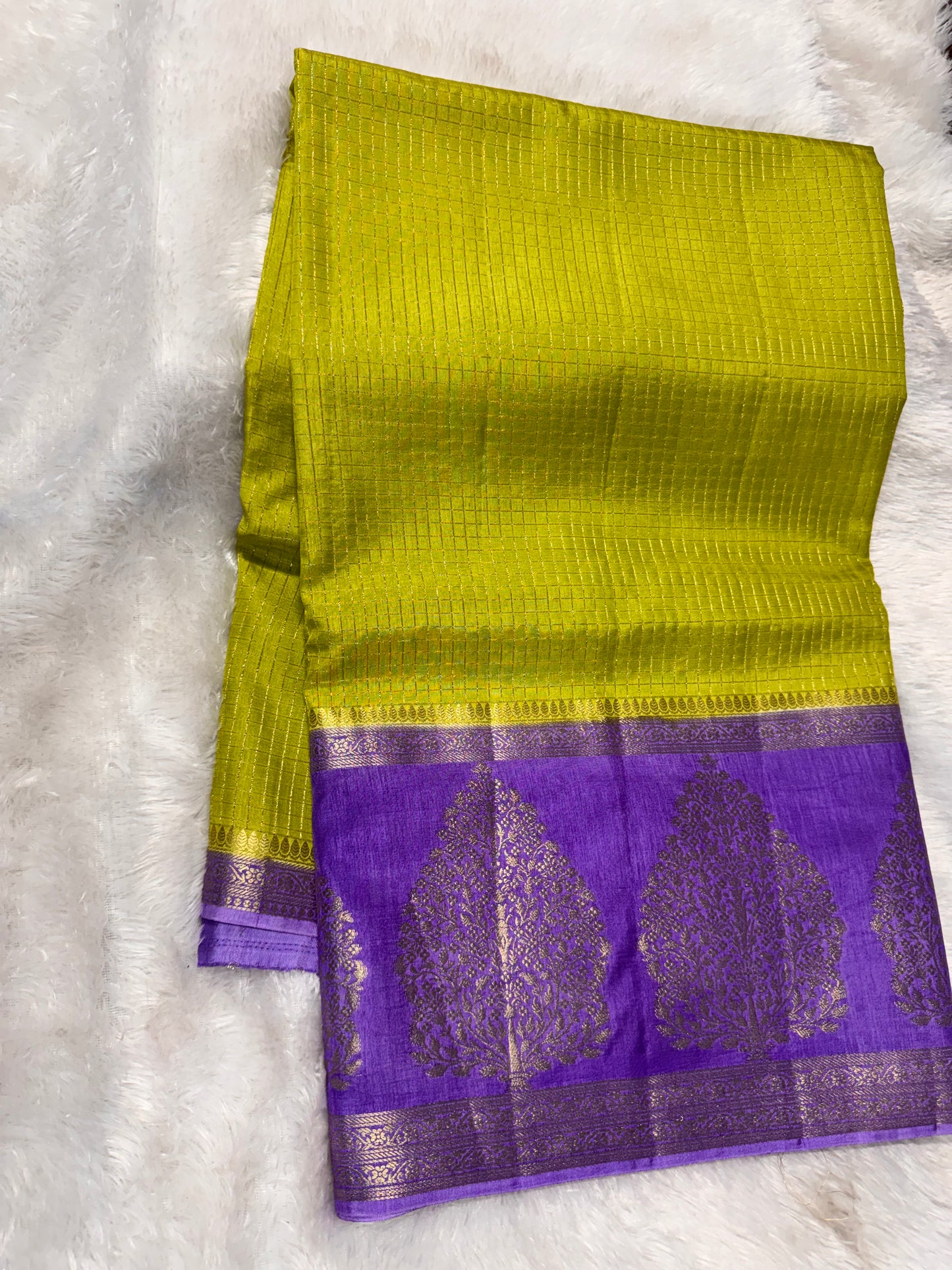 Mango pattu vintage checks saree-SR1276G