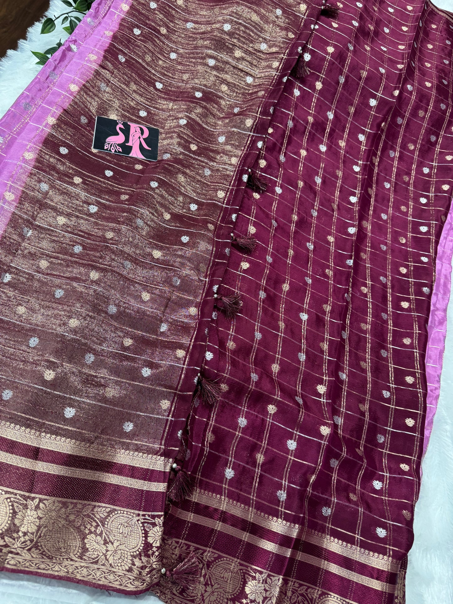 Pure Chinnon zari checks-SR1041H