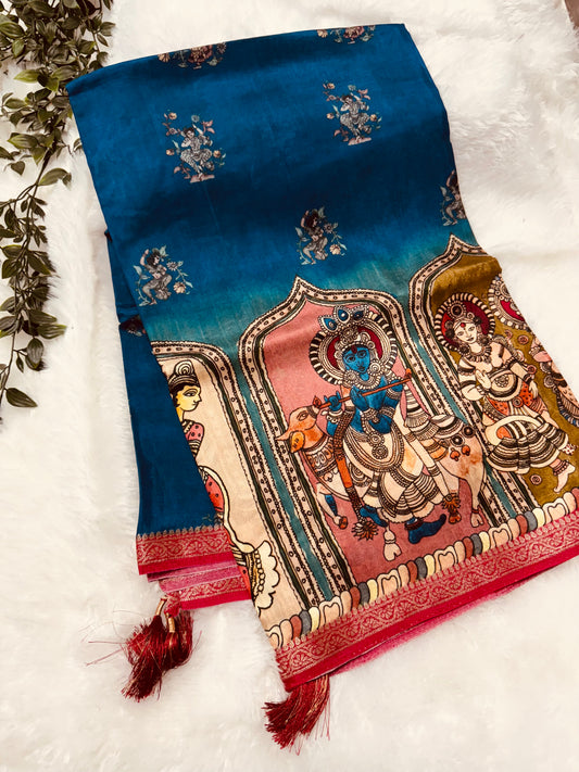 Kanchi crepe kalamkari saree-SR1031A