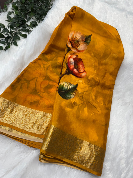 Pure Chinnon chiffon digital print saree-SR1149F