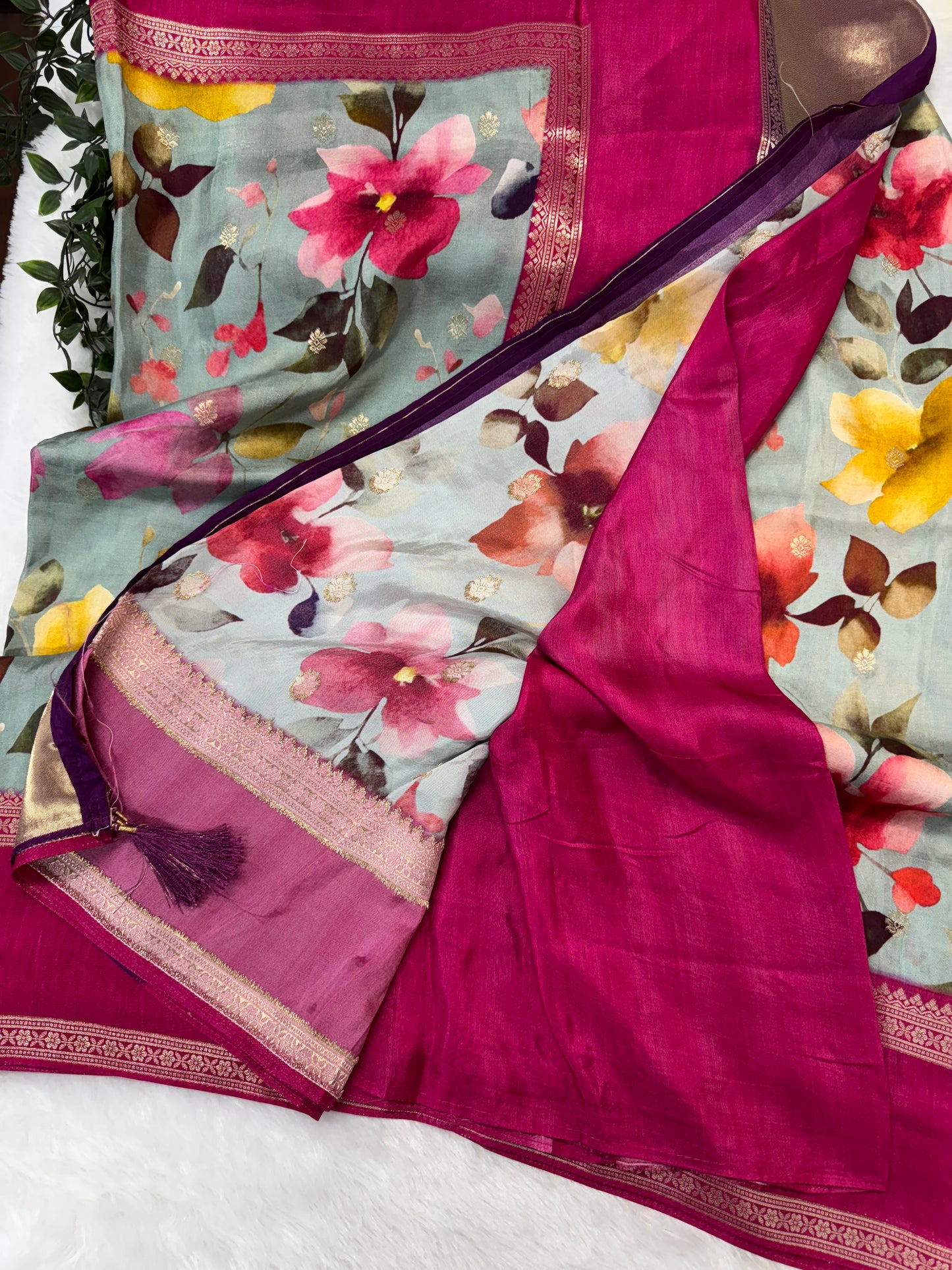 Munga Silk Gap Border Saree