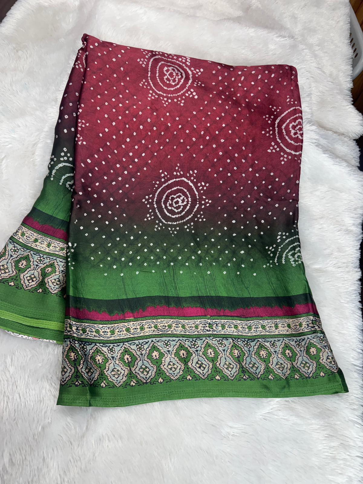 Mulberry silk ajrakh saree-SR1309F