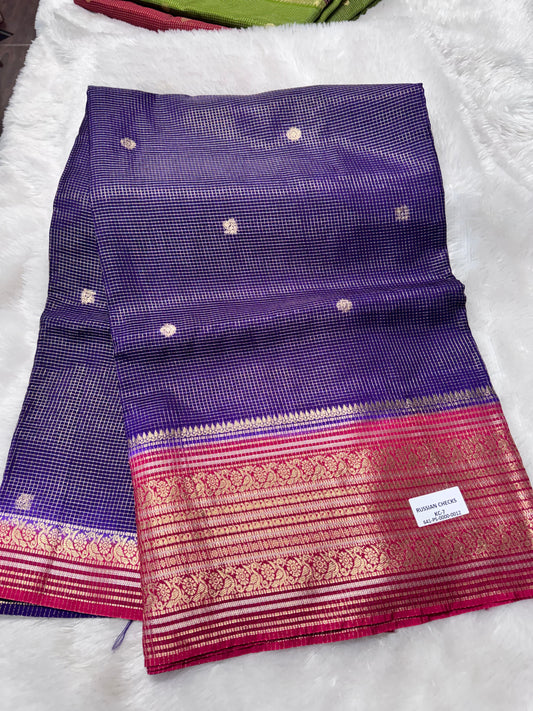 Russian checks vintage saree-SR1265J