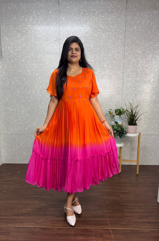 Pure Chinnon ombré frock-SRF1005E