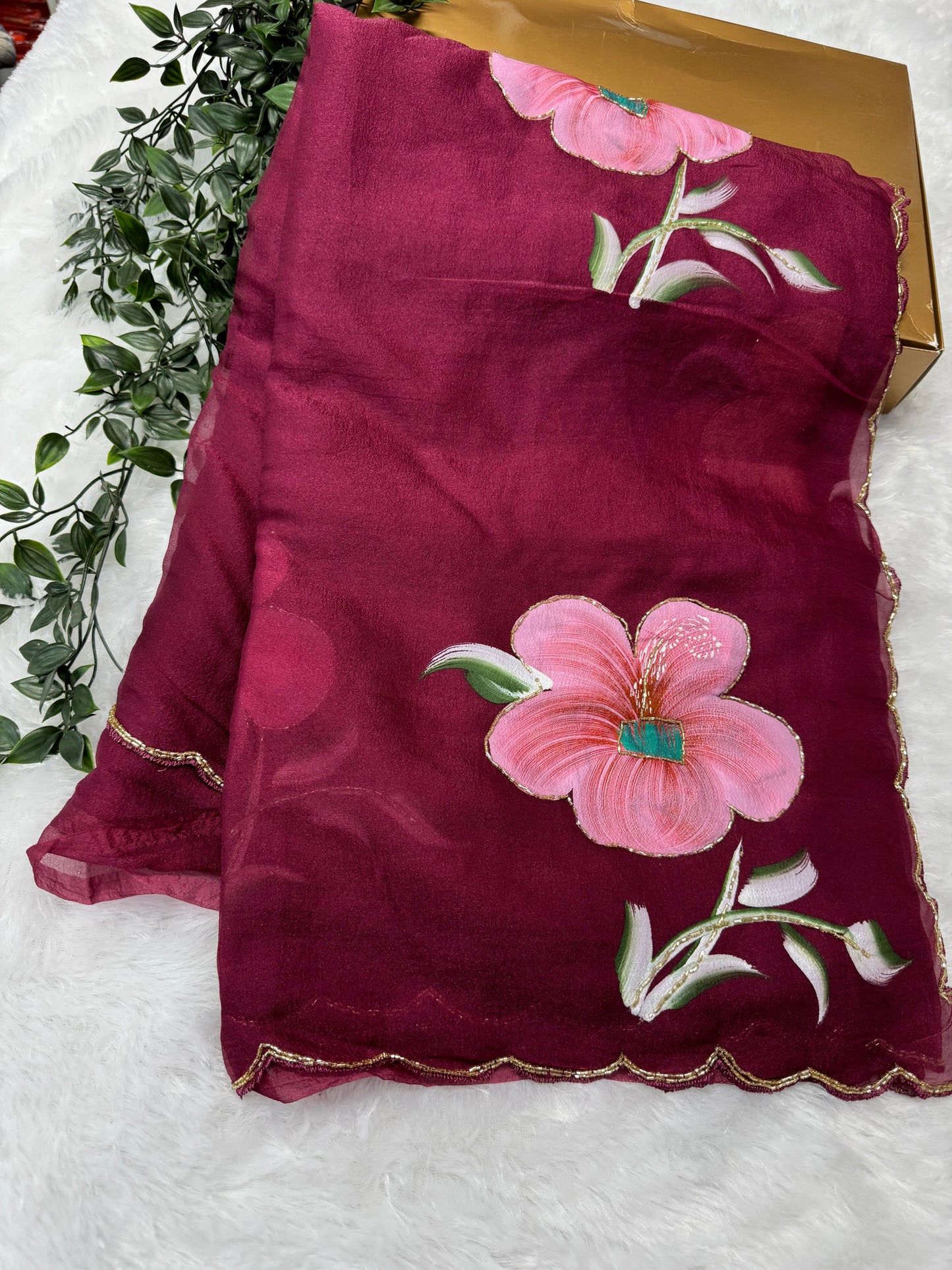 Georget Hand Painted Sarees-SR1006