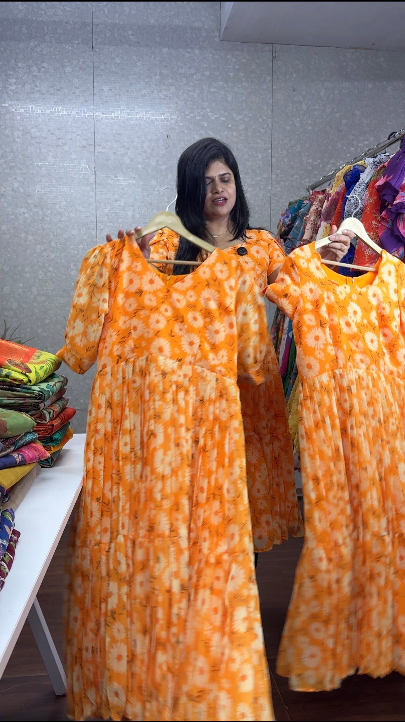 Georget printed frock -SRF1071C