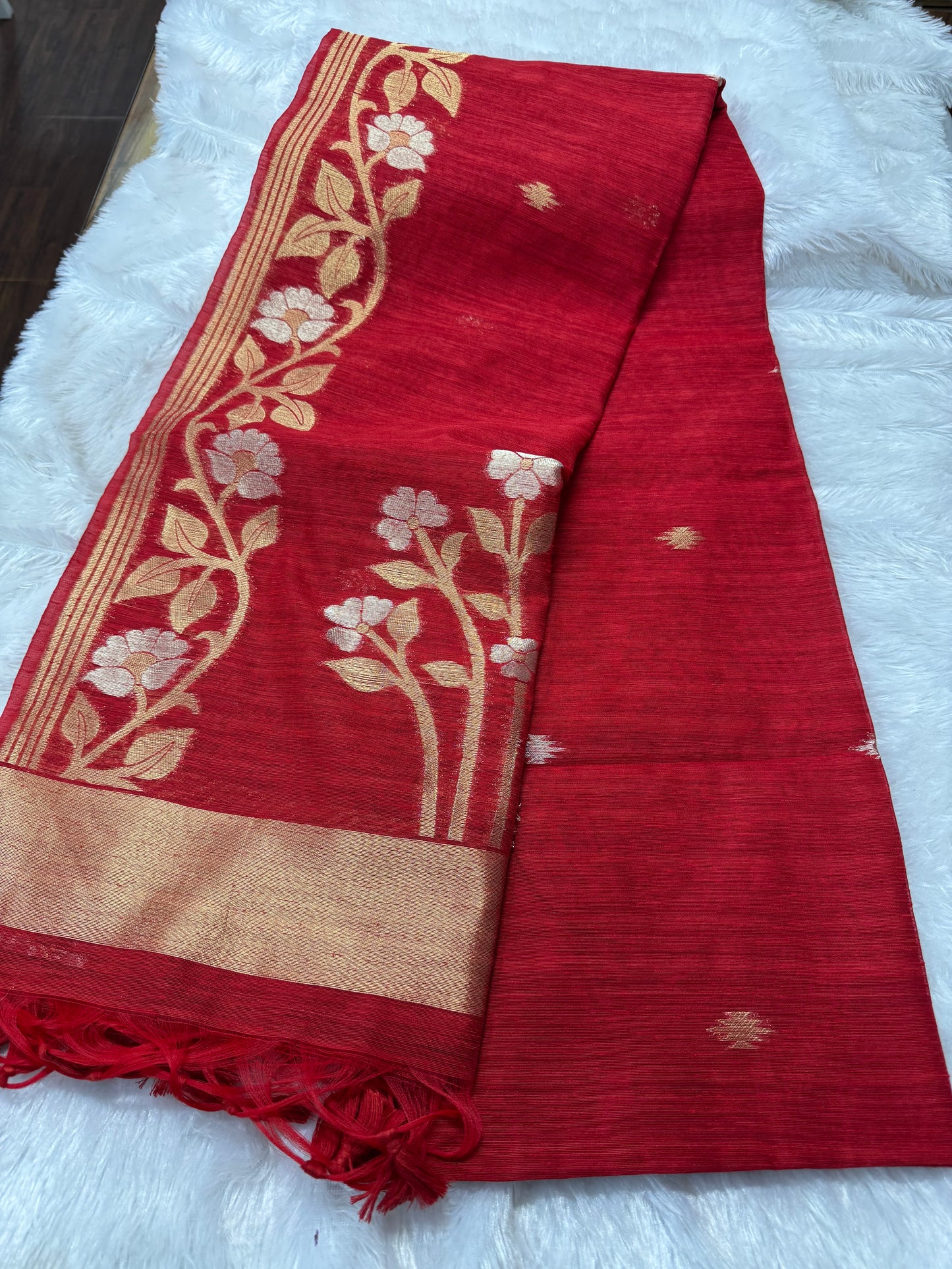 Linen silk Jamdhani saree-SR1223A