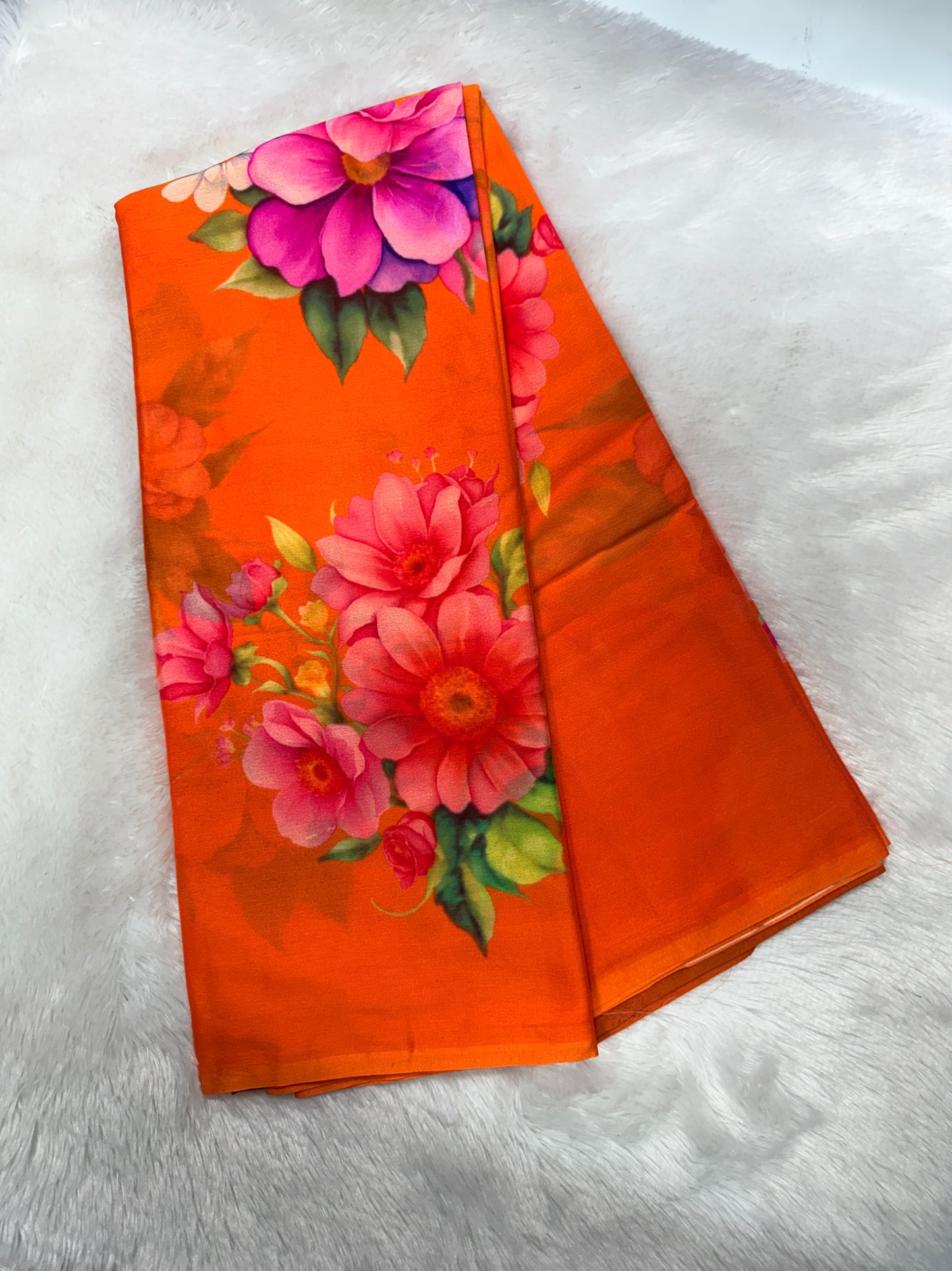 Soft chinnon digital print saree-SR1225T