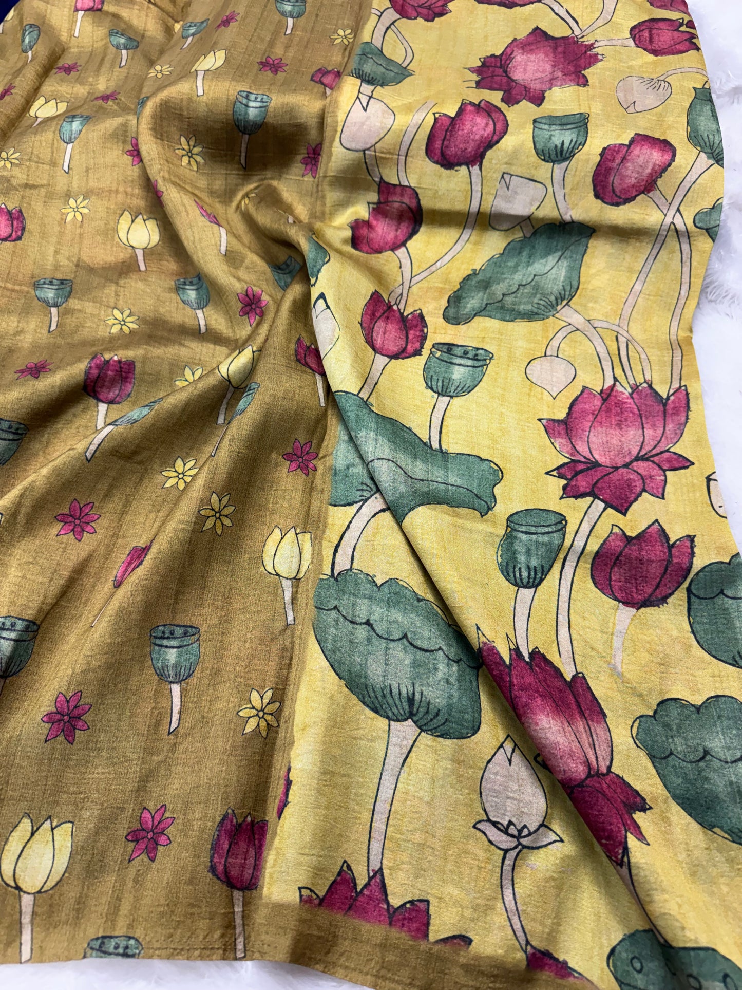 Tassar crepe silk Kalamkari saree-SR1180C