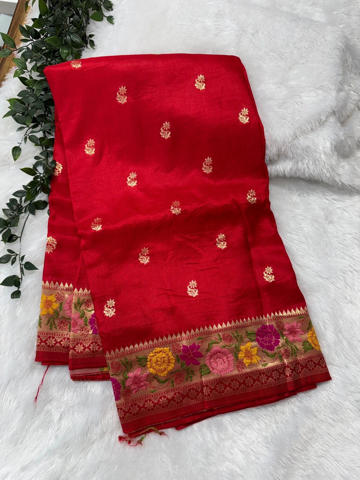 Pure munga silk meenakari-SR1114C