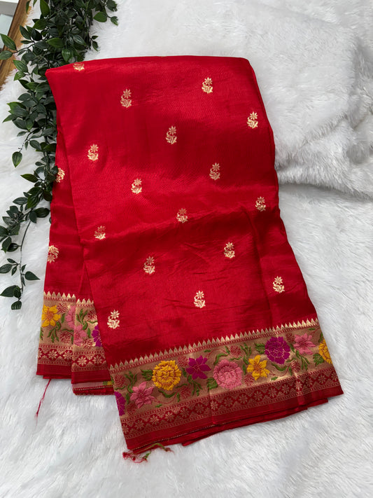 Pure munga silk meenakari-SR1114C