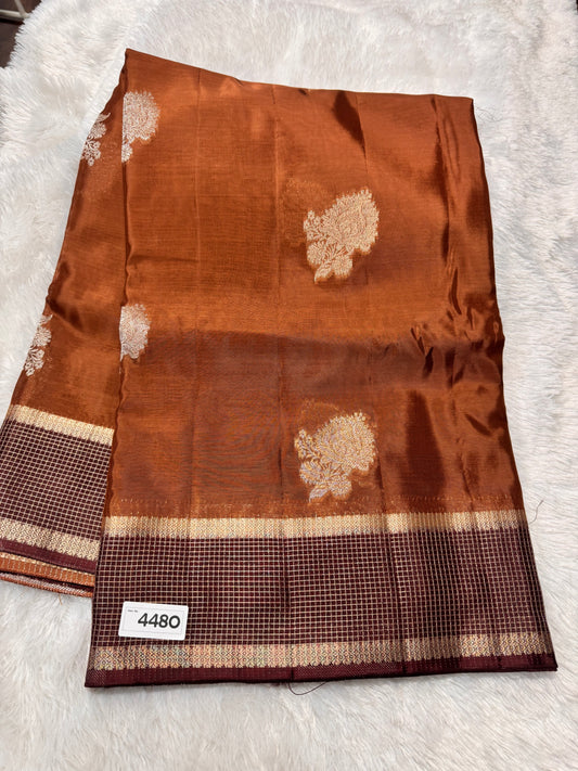 HO silk vintage checks border saree-SR1275F