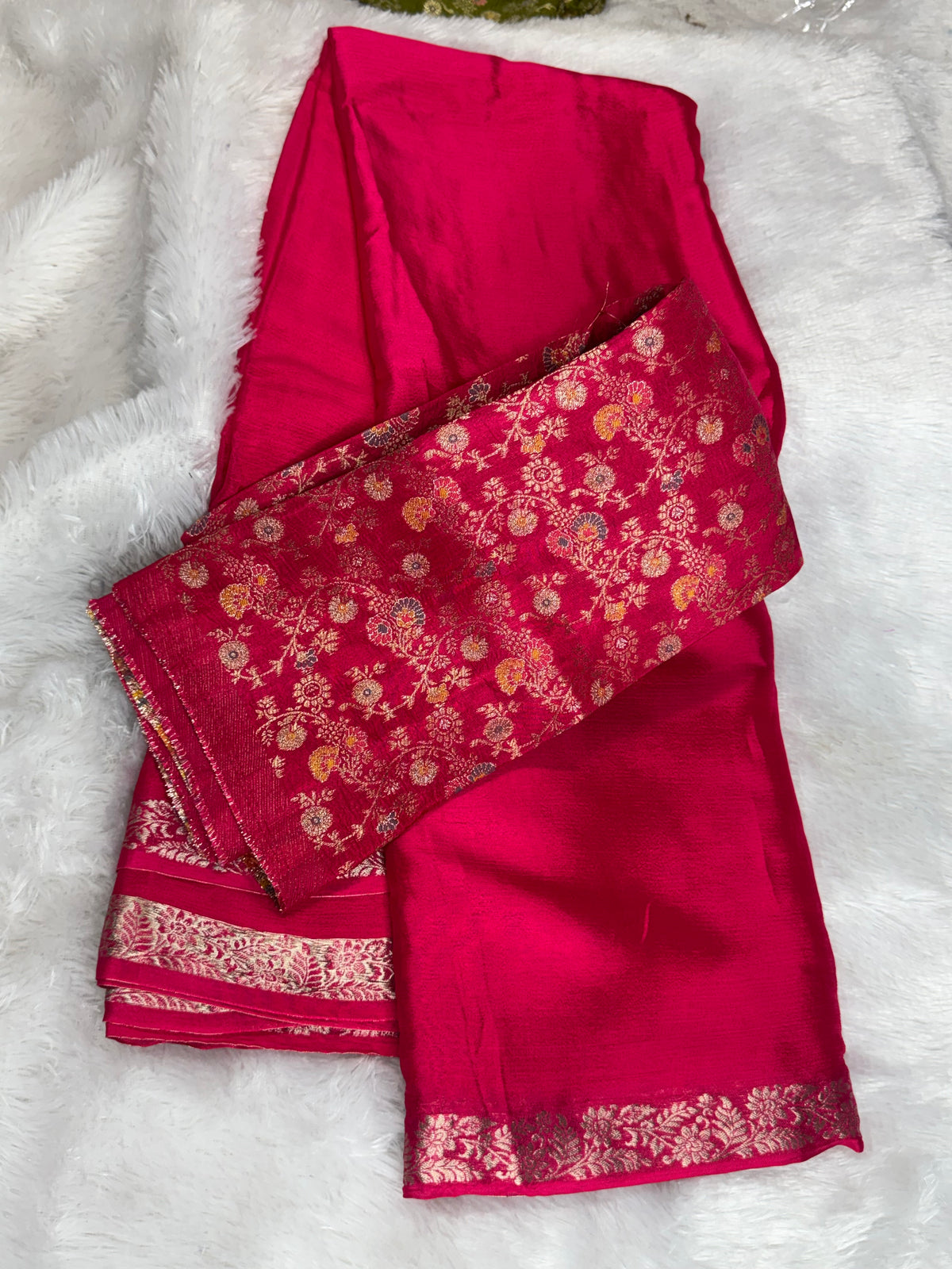 Pure chinnon saree Meena blouse -SR1306A